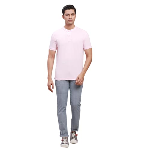 Image of Parx Men's Cotton Polyester Blend Solid Pattern Regular Fit Henley Collar Henley Neck Half Sleeve Casual T-Shirt