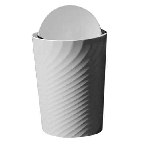 MUELODSIC Papelera con Tapa Abatible para Cocina y Baño Cubo de Basura Doméstico Gris Diseño Compacto y Resistente para Oficina y Hogar
