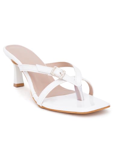 Image of SilverArrow womens Velcor Patent Leather Kitten Heels for Women & Girls | Square Open Toe Cushioned Slip-On Dress Sandals for Office, Wedding & Casual Wear