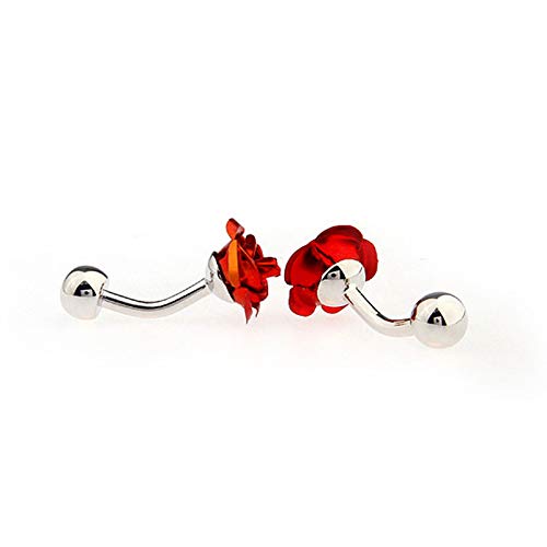 Par de Mancuernillas Flores Rosas Rojas con Caja de Regalo miniatura 3