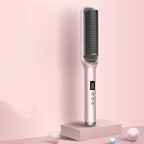 Peine alisador y rizador de cabello con tecnología iónica, cerámico, uso dual, ideal para viajes miniatura 2