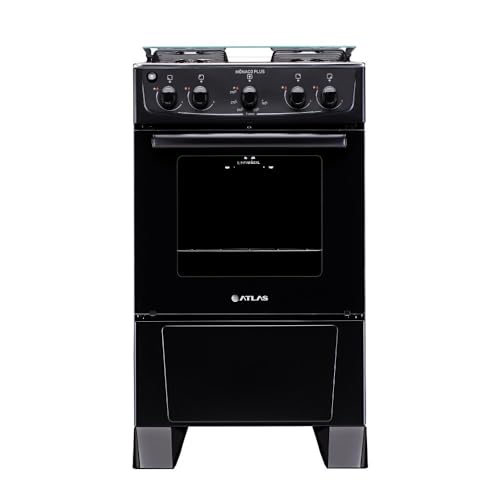 Fogão 4 bocas Atlas Mônaco Plus Preto com Acendimento Automático e Mesa Inox