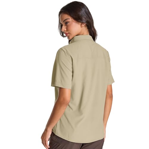 Womens Safari Hiking Sun Shirts Sun Protection Quick Dry Short Sleeve Button Shirts2