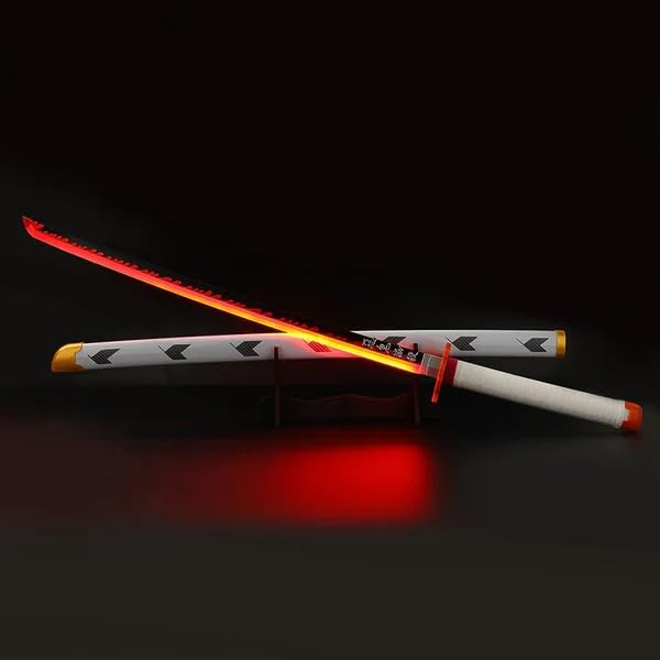 Demon Slayer Kyojuro Rengoku Life-Size Wooden Katana Sword 104cm Premium Bamboo Anime Flame Hashira Cosplay & Martial Arts Replica Gift for Fans, Teens & Collectors (Rengoku LED)-image-29