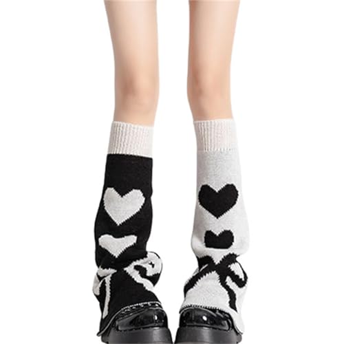 Goth Knitted Leg Warmers for Women Punk Flared Graphic Long Rave Y2k