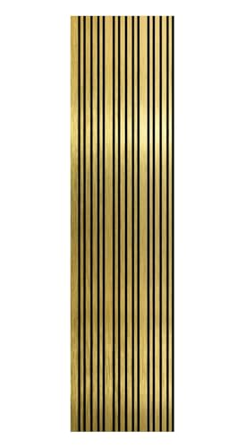 Be-Creative - Panel de pared de listones acústicos dorados, 2400 x 600 mm, panel de pared de listones de madera con respaldo de fieltro, paneles decorativos de pared absorbentes de sonido para paredes