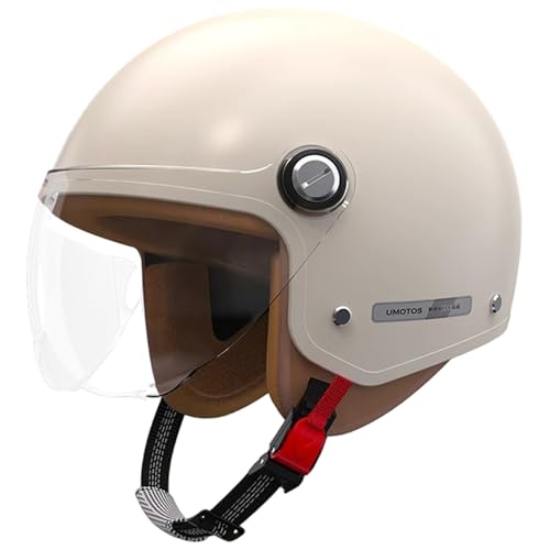 Casque motocross vintage beige et protection de tête scooter