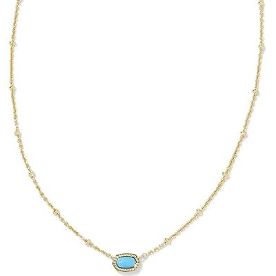 Kendra Scott Mini Elisa 14k Gold-Plated Satellite Short Pendant Necklace in Turquoise, Fashion Jewelry for Women