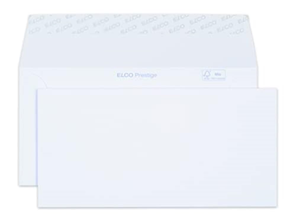 ELCO Prestige C5/6 DL Envelopes Without Window — 120 g/m² FSC-Certified Self-Adhesive Envelopes for Premium Business Correspondence, 229 x 114 mm, White, Box of 250