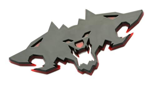 Image of Wolf Pack Emblems 3D Logo Car Badge Side Rear Styling Decal Sticker Compatible with Tesla Cybertruck Cyberbeast Motorcycles (Black Redline)