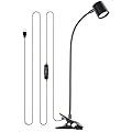 Dott Arts Desk Lamp,USB Clip On Light with 3 Color Modes,LED 10 Levels Brightness Reading Light, 360°Gooseneck Book Light,Eye-Care Reading Lamp for Home Office,Headboards Black