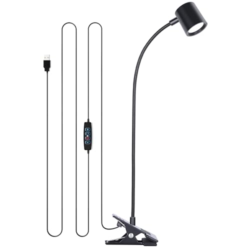 USB Clip-On LED Reading Lamp for Home Office - Black