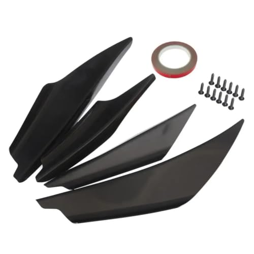 Labio Canards Alerón Universal para Parachoques Delantero con Protector Anticolisión Negro 7