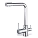 Produktbild Frap 3-Wege-Küchenarmatur 2 Griff Wasserhahn für Wasserfilter Trinkwasserhahn 3 in 1 Spültischarmatur 360°Drehbar Mischbatterie aus Messing, Chrom