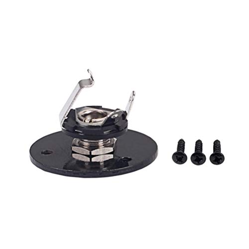 HEALLILY Receptacle Outlet Guitar Jack Plate 1/4 Inch Guitar Jack Plug Socket Round Output Input Pickup Jack Socket with Screws for Electric Guitar Bass (Black) V Guitar - Image 4