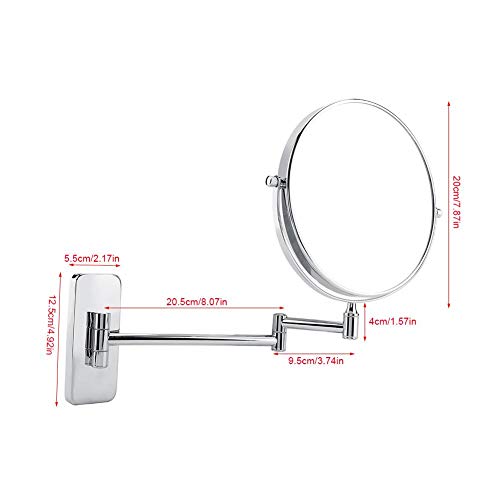 lyrlody Wall Mounted Mirror, 7.87inch 10x Magnification Foldable Bathroom Shaving Mirror 360 Degree Rotatable Double Side Round Vanity Swivel Mirror Cosmetic Makeup Mirror for Home Bathroom Sliver