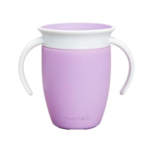 Munchkin Miracle 360 Cup, Baby and Sippy Cup, Ideal Sippy, Water and Weaning Cup 6+ to 12 Months, 7 oz/207 ml, Purple