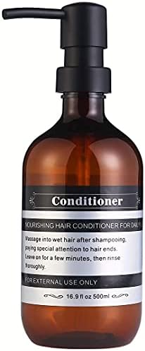 SOOKDEO Bathroom Dispenser Refillable Bottles for Shampoo Conditioner Hand Dish Soap Lotion Oil Shower Soap with Pump & Waterproof Label, 500ml, 3 Pack (Amber, Without Wall Mout)