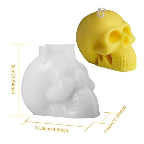 Fvvmeed 3D Skull Shape Candle Molds Scented Candle Making Silicone Gypsum Mold Diy Plaster Molding Cake Wax Soap Candy Chocolate Fondant Mould Handmade Gift Crafts Home Decor Easter Halloween #TOP2