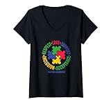 Photo Gallery donna respect love support autism awareness month maglietta con collo a v Photo Gallery donna respect love support autism awareness month maglietta con collo a v