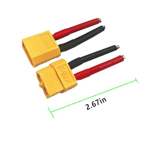 ZHOFONET 3 Pairs XT60 Plug Female and Male Connector,XT60 Connector Adapter with 5cm 12AWG Silicone Wire for RC Lipo Battery Cable Drone - Thumbnail 2