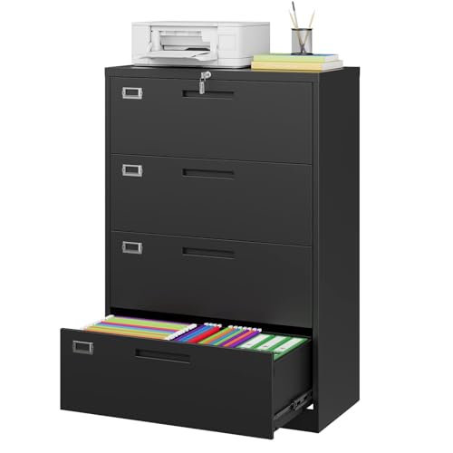 NODHM Lateral Filing Cabinet,4 Drawer File Cabinet with Lock,Office Lateral File Cabinets for...