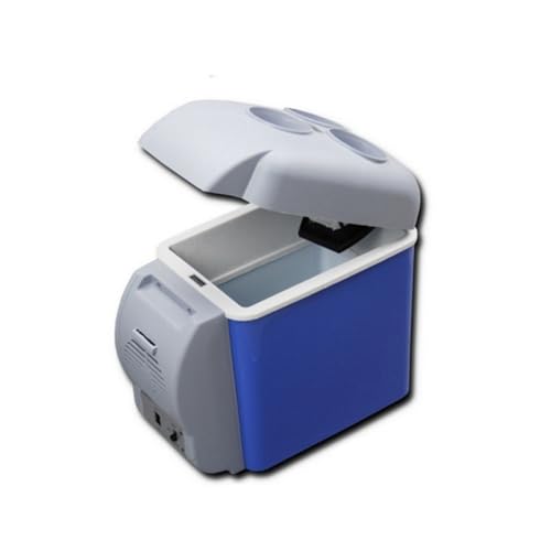 GANAZONO Fridge Cooler and Warmer Box Portable Auto Refrigerator for Car Suv and Minivan Compact Design with Cup Holder for Drinks Fruits and Makeup Blue