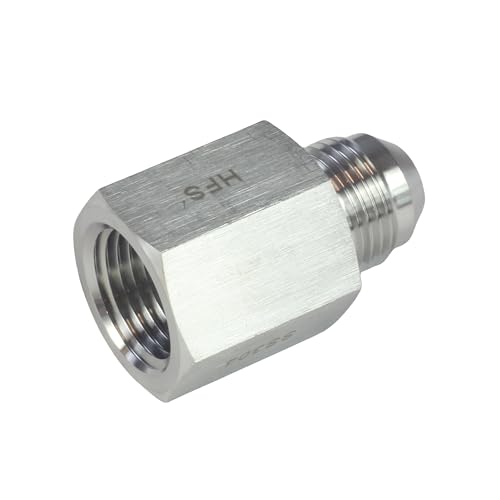 Image of HFS(R) 1 /2 inch NPT Female to 1 /2 inch JIC Male Flare Tubing Adapter Hose Connector Pipe Fittings 304 Stainless Steel (1 /2 inch FNPT x 1 /2 inch MJIC)