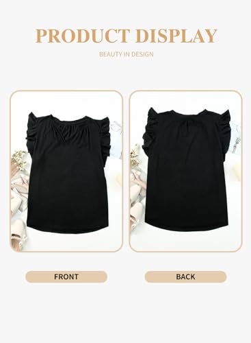 Eytino Womens Plus Size Tank Tops Summer Casual V Neck Ruffle Sleeve Blouse Shirts(1X-5X)4