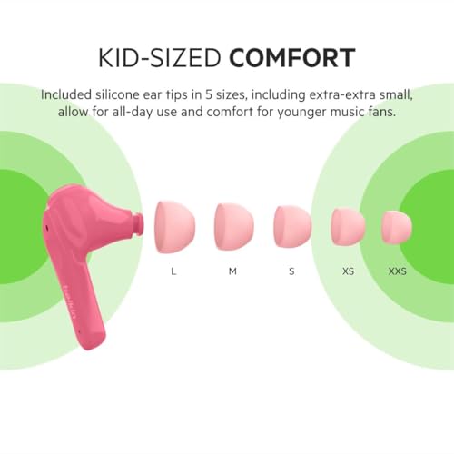 Image of Belkin Soundform Nano - Bluetooth Earbuds for Kids with Built-in Microphone, 24H Battery Life, 85dB Safe Volume Limit - Kids Bluetooth Earbuds for iPhone, iPad, Galaxy & More - Pink