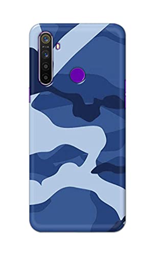 Image of Printed Hard Back Cover Case for Realme 5 | Realme 5s | Realme 5i | Realme Narzo 10 Back Cover (Army Blue Pattern) -702