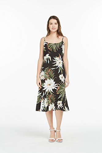 Image of Family Matching Hawaiian Clothes, Wispy Cereus Black | Lightweight 100% rayon • Family matching outfits • Tropical floral print • Beach vacations • Luaus • Cruises • Family photos