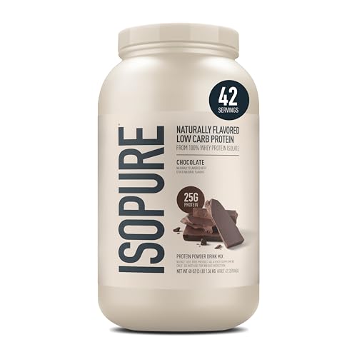 Image of Isopure Low Carb 100% Pure Whey Isolate Protein Powder, Lactose Free, Gluten Free, with Vitamins, Chocolate, 25g Protein Per Serving, 3 Lbs, 42 Servings (Packaging May Vary) | 25g Protein Per Serving, 100% Whey Protein Isolate, Lactose Free, Gluten Free, with Added Vitamins, 5 or Less Ingredients