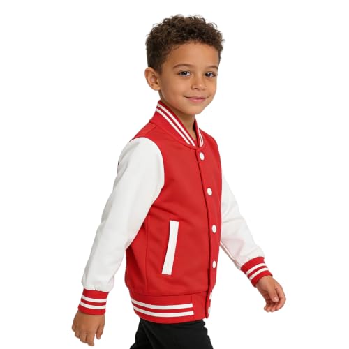 Image of LittleSpring Boys Girls Varsity Baseball Jacket Zip Up Bomber Jacket Thin 2-10Years