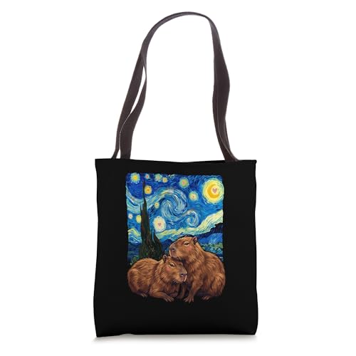 Bolso Tote con diseño Starry Night Capybara miniatura 1