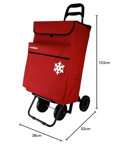 Bastilipo 0944, Carrello Della Spesa 4 Ruote - Julia - Rosso Vermiglio - 50 Litri Di Capacità - Borsa Isotermica - 8