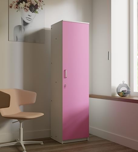 Image of COUCH CULTURE Adona Engineered Wood Wardrobe for Clothes with 1 Door | Storage Organizer | Storage Cabinet for Kitchen | Multipurpose Almirah for Bedroom, Living Room | 1 Year Warranty - Pink