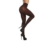 Frola Mallas de 80 denier suaves semiopacas de color sólido con pies para mujer, Café, S-M