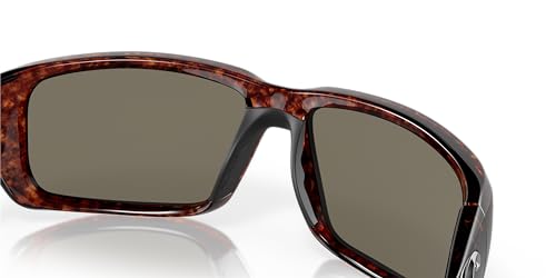Costa Del Mar Men's Fantail Polarized Rectangular Sunglasses, Tortoise/Grey Blue Mirrored Polarized-580G, 59 mm + 1
