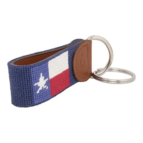 Image of Leather Hand-Stitched Needlepoint Key Fob or Key Chain