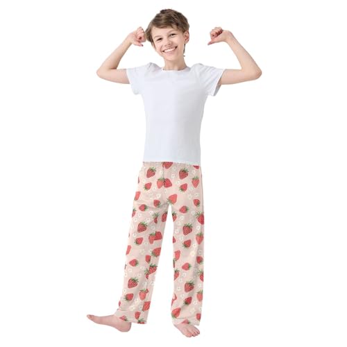 Pajama Pants Strawberries Flowers Pattern PJ Bottoms Sleepwear Lounge Sleep Pant with Pockets2