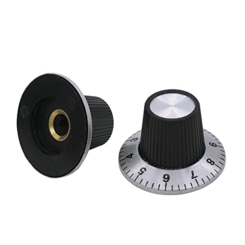 Mxuteuk 6Pcs Black With Silver Potentiometer Control Knob Volume Audio Electric Guitar Bass Screw Type 29 X 18Mm (D*H) Knob-C-2 #TOP3