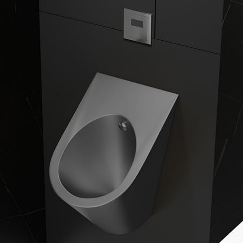 ORNDYDM Intelligent Sensor Flush Wall Mounted Urinal, Commercial Grade 304 Stainless Steel Anti-Splash Urinal with Vertical Drainage for Public Restroom, Office, Hotel Gray Style 1