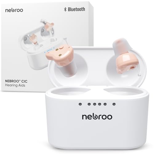 Nebroo Bluetooth Hearing Aids | Comfortable Fit | Hearing Amplifier For Seniors & Adults to Combat Hearing Loss | 19 Hour Battery Life