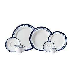 Serviço de Jantar, Chá e Café 28 peças em Porcelana, Decoração Névoa Azul, Porcelana Schmidt