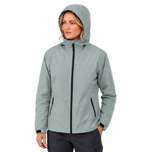 Modvibe Regenjacke Damen Wasserdicht Atmungsaktiv Regenmantel Damen Wasserdicht Outdoorjacke Windbreaker mit Abnehmbarer Kapuze Leichte Regenjacke Damen für Wandern Reisen