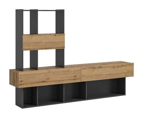 xonox.home Wohnwand Lennox grau Nachbildung 210 x 147 x 38 cm