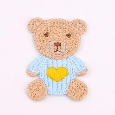 Naszywka haftowana 6,5 * CM 30 SZTUK Cartoon Bear Ręcznie robione szydełkowe aplikacje Szydełkowe naszywki kwiatowe Małe haftowane Aplikacje do prasowania na odzież(Pink)
