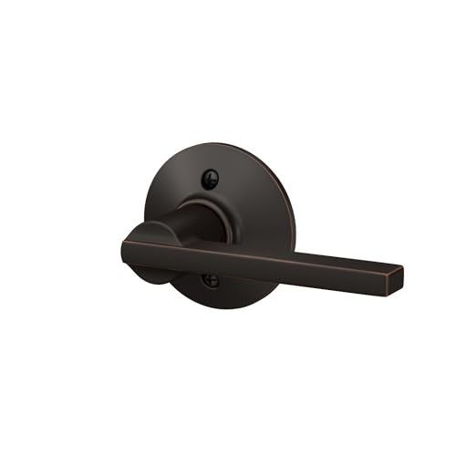 Image of SCHLAGE Latitude Non-Turning Dummy Door Handle, Reversible, Aged Bronze | Non-turning dummy lever door handle with no latch or lock, Decorative pull, One sided, Easy to install, Certified durability