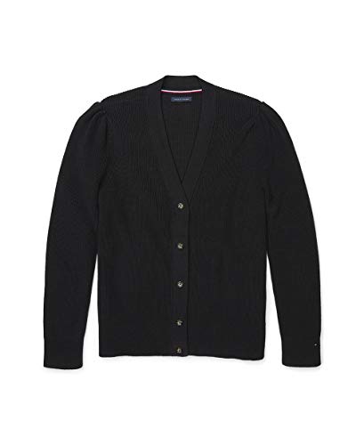 Tommy Hilfiger Women's Adaptive Cardigan Sweater with Magnetic Buttons, Th Deep Black, LG